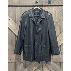 Kenneth Cole New York  Vintage Lined Black‎ Genuine Leather Blazer Men's Size L